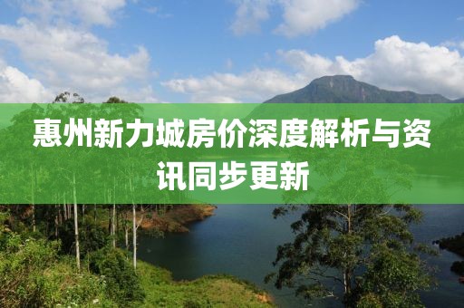 惠州新力城房价深度解析与资讯同步更新