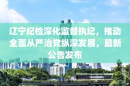 辽宁纪检深化监督执纪，推动全面从严治党纵深发展，最新公告发布