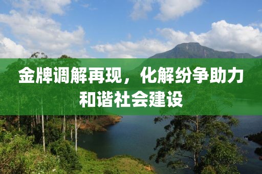 金牌调解再现，化解纷争助力和谐社会建设