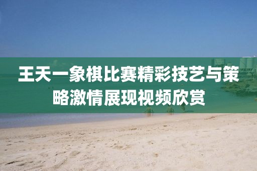 王天一象棋比赛精彩技艺与策略激情展现视频欣赏