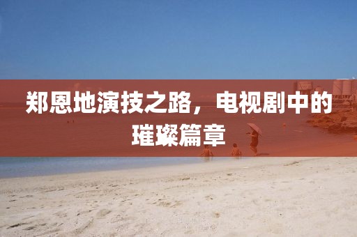 郑恩地演技之路，电视剧中的璀璨篇章