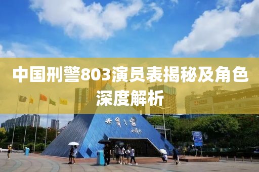 中国刑警803演员表揭秘及角色深度解析