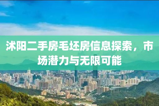 沭阳二手房毛坯房信息探索，市场潜力与无限可能