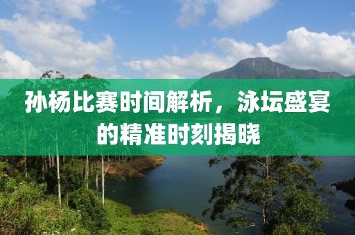孙杨比赛时间解析，泳坛盛宴的精准时刻揭晓