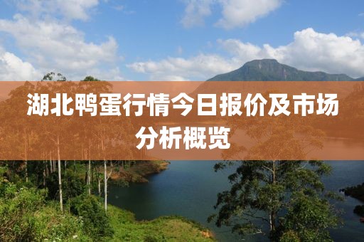 湖北鸭蛋行情今日报价及市场分析概览