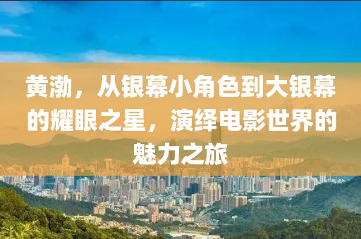 黄渤，从银幕小角色到大银幕的耀眼之星，演绎电影世界的魅力之旅
