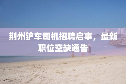 荆州铲车司机招聘启事，最新职位空缺通告