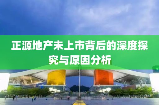 正源地产未上市背后的深度探究与原因分析