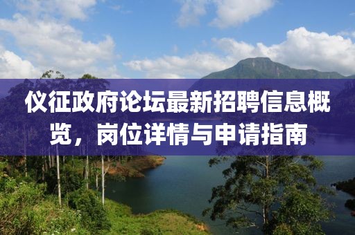 仪征政府论坛最新招聘信息概览，岗位详情与申请指南