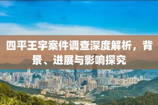 四平王宇案件调查深度解析，背景、进展与影响探究