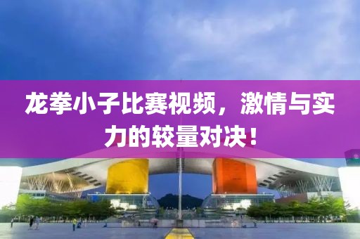 龙拳小子比赛视频，激情与实力的较量对决！