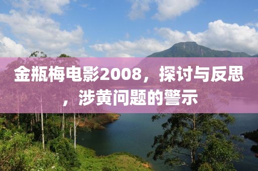 金瓶梅电影2008，探讨与反思，涉黄问题的警示
