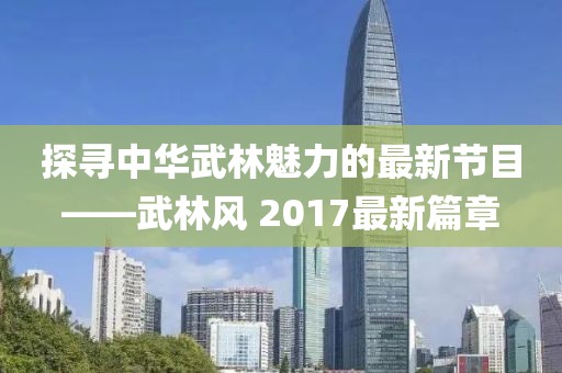 探寻中华武林魅力的最新节目——武林风 2017最新篇章